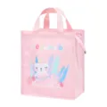 Roze geïsoleerde tas met schattig kat zeemeermin motief, draagbare thermische lunchtas. - Roze