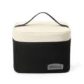 Two-color double-layer lunch bag, thermal bento box bag with handle for work and daily use. - Black - Color Block Square Lunch Bag
