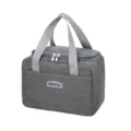 Grey insulated lunch bag for women, portable thermal cooler bag for work or travel. - Square Lunch Bag / Gray