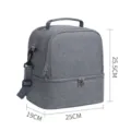 Grey insulated lunch bag dual layer thermal cooler bag portable Oxford meal prep bag - PEVA Double Layer Premium Cooler Bag / Gray