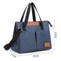 Blauwe canvas lunchtas met schouderriem, duurzame bento tas en geisoleerde koeltas. - Marineblauw