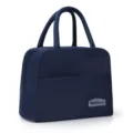 Effen gekleurde geïsoleerde tas draagbare lunchbox opbergdoos donkerblauwe bento tas - Marineblauw