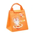 Orange insulated lunch bag for students and office workers with cute cartoon tiger design. - Orange Planet Tiger