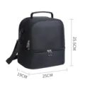 Black double-deck insulated lunch bag, portable oxford cloth cooler bag for breast milk. - PEVA Double Layer Premium Cooler Bag / Black