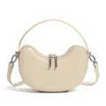Borsa a tracolla minimalista in vera pelle da donna, elegante borsa a mano alla moda. - Bianco avorio