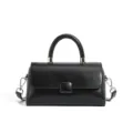 Borsa a mano nera in pelle con manico, design minimalista chic per uso quotidiano donna. - 21.5*8*13 / Nero