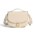 Elegante borsa a tracolla da donna in vera pelle, borsa a sella alla moda con manico superiore. - 19*6*15CM / Bianco avorio