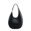Borsa a tracolla mezzaluna in pelle nera, borsa sottoascella minimalista chic. - Nero