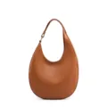 Borsa a spalla mezza luna marrone in pelle, elegante borsa hobo donna casual chic top. - Marrone