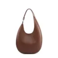 Elegante borsa a spalla marrone a mezzaluna, stilosa borsa hobo per donna moderna. - Caffè