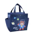 Blauwe geïsoleerde tas met astronautenbeer, grote handtas voor dagelijkse maaltijden. - Marineblauwe Ruimtebeer