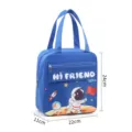 Blue insulated lunch bag portable student tote box cartoon astronaut pattern 22x11x24cm - Astronaut / Sapphire Blue