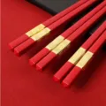 Red and gold wedding chopsticks detail shot, traditional Chinese festive tableware design. - 24cm / "Jin Xi" Single Pair Loose Packing