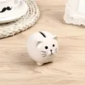 Niedliche weiße Keramik Katze Sparbüchse für Kinder, süßer Tier Münzbehälter Schreibtischdeko. - 9*7.5*7cm / Weiß