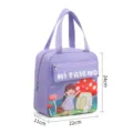 Purple insulated lunch bag for students, portable cute cartoon thermal bento tote handbag. - Mushroom Girl / Light Purple