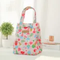Pink insulated lunch bag with cute ice cream and floral print, portable bento bag for daily use. - Cool Summer