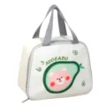Cute avocado bear insulated lunch bag with thick lining and grey handles for daily use. - Beige Avocado Bear