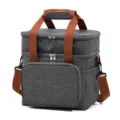 Sac à lunch isotherme double couche durable avec bandoulière sac de pique-nique gris - Gris