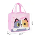 Roze tekenfilm kat geïsoleerde lunchtas draagbare maaltijd tas voor school en kantoor 22cm - Roze Kat