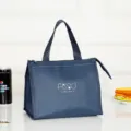 Donkerblauwe Oxford stof geïsoleerde lunchtas, draagbare waterdichte koel bento tas. - Klein Marineblauw