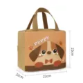 Draagbare geïsoleerde lunchtas voor school en werk, schattig puppy-ontwerp, 22cm. - Koffiebruine schattige puppy