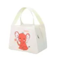 Witte geïsoleerde lunchtas met schattige roze olifantenprint en praktische rits. - Crèmewitte gelukkige olifant