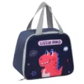 Children insulated lunch bag portable cartoon dinosaur print waterproof thermal food storage bag - Navy Little Dinosaur