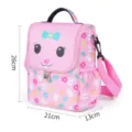 Roze geïsoleerde lunchtas met schattig konijnenpatroon, schouderband en handig handvat. - Roze