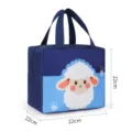 Portable thermal lunch bag blue insulated bento box bag with cute sheep print 22cm - Navy Little Sheep