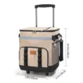 Rolkoeltas met handvat en wielen, grote geïsoleerde picknicktas voor reizen en kamperen buiten. - Khaki