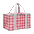 Red and white plaid cooler bag, insulated picnic lunch bag with sturdy handles and smooth zippers. - Red Plaid (Without Frame) 35*19.5*20cm