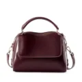 Elegante borsa a mano in pelle da donna bordeaux borsa a tracolla shopper variante stile. - Marrone borgogna