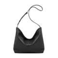Borsa a spalla hobo in pelle nera donna borsa casual da giorno minimalista elegante. - Nero