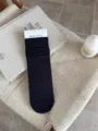 Black cotton slouch socks for women, comfortable plain knit long socks for autumn style. - One Size / Black