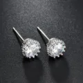 Kronen Zirkonia Ohrstecker für Damen und Herren, elegante minimalistische Kupferschmuck. - Weiß