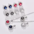 AAA Zirkonia Kristall Kupfer Halskette Und Ohrringe Set Klassischer Blumenschmuck Damen - Halskette / Schwarz