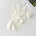 Calcetines de algodón de color sólido blanco para mujer, finos casuales de primavera y verano. - Talla única / Blanco Crema