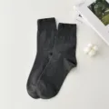 Damen einfarbige graue Halb-Rohr Schlauch Baumwollsocken, atmungsaktive dünne Freizeitsocken - Einheitsgröße / Dunkelgrau