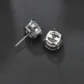 Klassische vier Krappen Zirkonia Ohrstecker, silberner minimalistischer Schmuck fuer Damen. - Vier-Klauen Stil (E427) / 8mm / Weiß