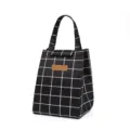 Black and white grid insulated lunch bag for office workers and students daily use. - Black White Grid