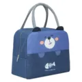 Blauwe geïsoleerde lunchtas met schattig berenontwerp, draagbare bento-tas met handvatten voor dagelijks gebruik. - Marineblauw