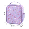 Purple cute cat cartoon insulated lunch bag portable bento box tote with mesh pocket - Purple
