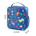 Kids Insulated Lunch Box Cute Dinosaur Portable Thermal Bento Bag with Mesh Pocket 27x22.5cm - Navy Blue