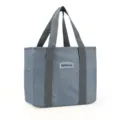 Grey insulated lunch bag portable waterproof cooler tote bento box for office work and travel - Gray