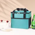 Turquoise vierkante koeltas voor buitenpicknicks, draagbare lunchboxhouder en kampeeruitrusting. - Meerblauw