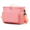 Insulated lunch bag in pink, portable cooler tote with shoulder strap, durable meal prep bag. - Daisy Pink