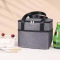 Grey insulated lunch bag portable cooler bag for outdoor picnic travel food storage. - Gray