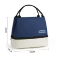 Dubbellaagse geïsoleerde lunchtas blauw en wit kleurblok koeltas voor werk op kantoor school. - Kleurenblok Dubbellaagse Koeltas / Marineblauw