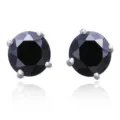 Klassische schwarze Zirkonia Ohrstecker mit 4 Krapfen, minimalistisch und vielseitig. - Vier-Klauen Stil (E436) / 6mm / Schwarz
