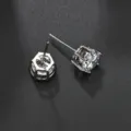 Klassische runden Zirkonia Ohrstecker elegante silberfarbene Damen Ohrringe Schmuck - Sechs-Klauen Stil (E368) / 6mm / Weiß